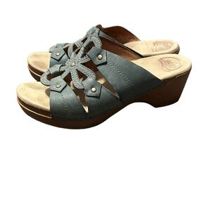 Dansko light blue leather heeled sandals size 10